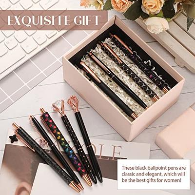 6 PCS Ballpoint Pens, Diamond Gold Glitter Pen, Cute Nice Pens for  Journaling, Black Ink Retractable Crystal Glitter Fancy Pens Gifts for  Women, Rose