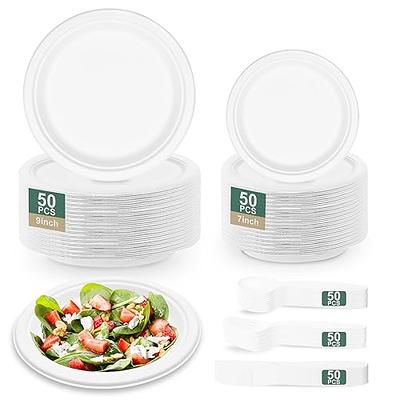 ECOLipak 350 Pack Compostable Paper Plates Set, Heavy Duty Biodegradable  Plates Set & Eco Friendly CPLA Cutlery, Disposable Dinnerware Set for Party