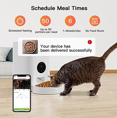 PATPET 4L Smart Timed Automatic Cat Feeders of 6 Meals with Voice Recorder and Support Dual Power PATPET