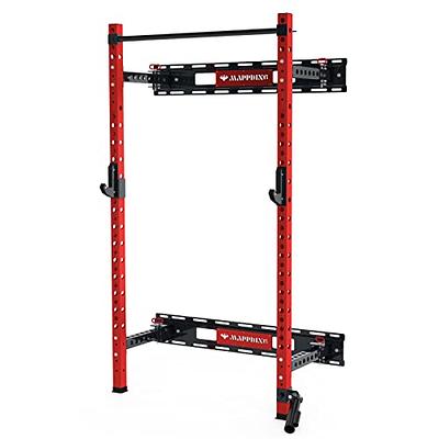 Signature Fitness 3” x 3” Wall Mounted Fold-in Power Cage Squat Rack with  Adjustable Pull Up Bar and J Hooks - Space-Saving Home Gym, Red - Yahoo  Shopping