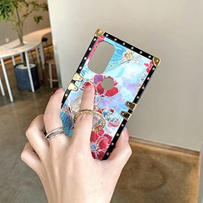 Retro Flower Square Leather Ring Holder Case For MOTOROLA MOTO G Stylus  2021 2022 G Play G Pure MOTO G 5G 2023 Cover