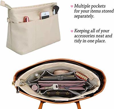 HyFanStr Small Purse Organizer with Zipper, Felt Insert Bag Organizer  Handbag Tote Liner Pouch for Women Beige - Yahoo Shopping
