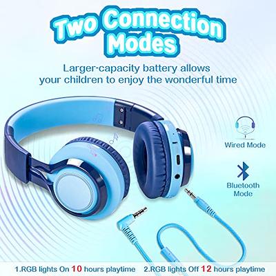 iClever Magic Switch Headphones for Kids Teens Bluetooth, Premium Sound,  45Hour Playtime, Safe Volume Mode, Built-in Mic Light Up Kids Bluetooth