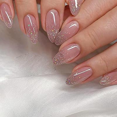 Amazon.com: Straight White Press On Nails Short Almond,KQueenest Thick  Acrylic Nails Press Ons,Short Oval Nails Glue on,Natural Round Fake Nails,One  Color Gel Stick On Nails Set For Tiny Average Wide Nail Beds :