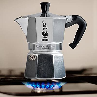 JoyJolt Italian Moka Pot 6-Cup Stovetop Aluminum Espresso Maker, Black