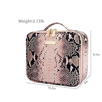 ROWNYEON Snake Print Makeup Travel Case Portable Makeup Bag Organizer Cosmetic  Makeup Train Case Storage Bag with Adjustable Dividers Cosmetic Bag for  Women,Girls Snake Embossed Pink PU Leather Small - Yahoo Shopping