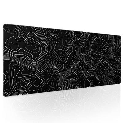 White Mouse Pad Extended Gaming Mouse Pad for Desk 31.5 x 11.8 Inch Black  and White Mousepad Topographic Mouse Pad with Anti-Slip Rubber Base for  Home