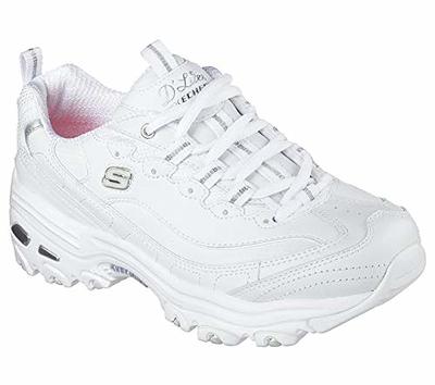 Skechers Sport Women's D'Lites Memory Foam Lace-up Sneaker,White Silver,8 W  US - Yahoo Shopping