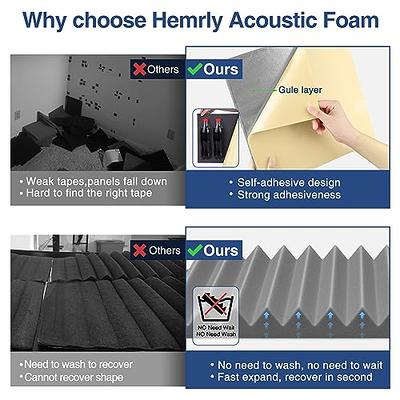 12 Pack Acoustic Panels Self-Adhesive,1 X 12 X 12 Quick-Recovery Sound  Proof Foam Panels, Acoustic Foam Wedges High Density, Soundproof Wall  Panels