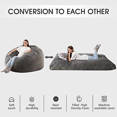 6' Huge Bean Bag Chair With Memory Foam Filling And Washable Cover