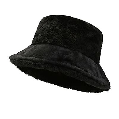 Women Plush Fluffy Bucket Hat Warm Lining Winter Faux Fur Cozy Wide Brim  Winter (Black) - Yahoo Shopping