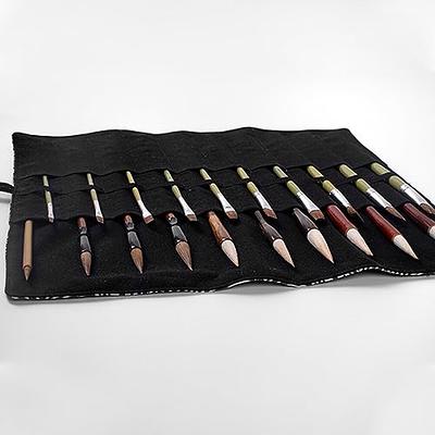 BUSOHA Roll Up Paint Brush Holder Artist Canvas Roll Pouch Bag Makeup Brushes  Case Organizer Rollup Protection(15 inch Without Brushes)