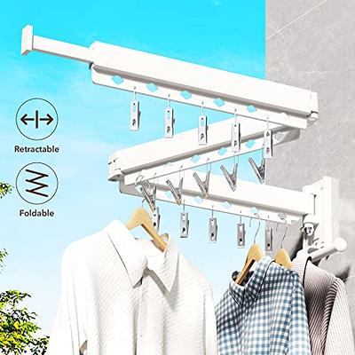 Wall Mounted Clothes Hanger Rack, Retractable Clothes Drying Rack