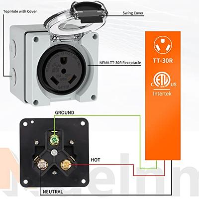 BougeRV 30 Amp RV Power Outlet Box, Nema TT-30R Receptacle,125 Volt for RV  Camper Travel Trailer Motorhome Electric Car Generator