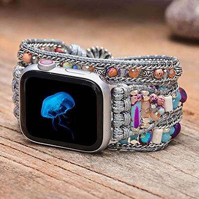 BOKIIWAY Handmade Beaded Boho Watch Bracelet Band Compatible with Apple  Watch 38mm/40mm/41mm/42mm/44mm/45mm-Watch Strap for Iwatch Series