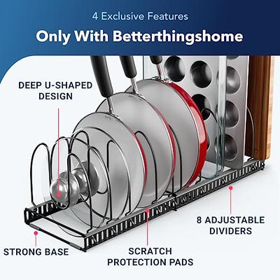 Expandable Food Container Lid Organizer,Large Capacity Adjustable 10  Dividers Detachable Lid Organizer Rack for Cabinets, Cupboards, Pantry  Shelves