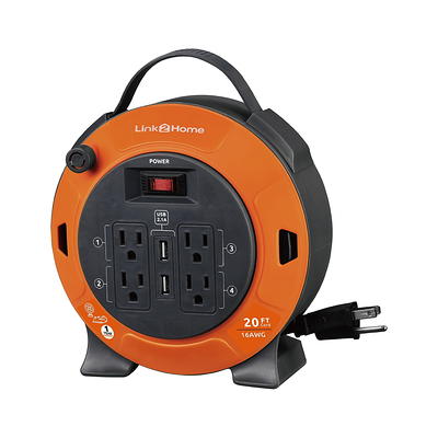 LUMAPRO 3A535 25 ft. 16/3 Extension Cord Reel 10 Amps 4 Outlets