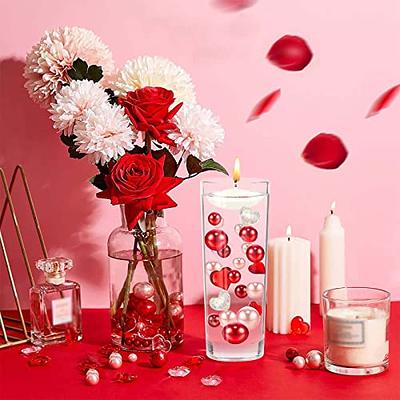 Valentines Day Vase Filler - Heart Gems Water Beads for Floating Candles |  Floating Pearls and Transparent Water Beads for Valentine's Wedding Home