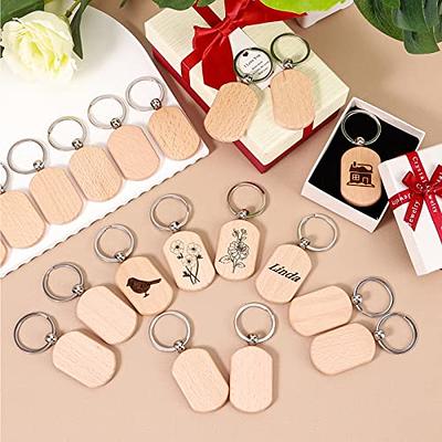 20 Pcs Blank Wood Keychian to Paint, Blank Wood Keychains for Crafts, Oval  Wooden Key Tags for Engraving, Blank Keychains, Unfinished Wood Blanks