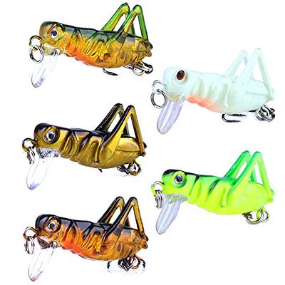 LURESMEOW 5pcs Cricket/Grasshopper Crankbait Fishing Lures,Bionic