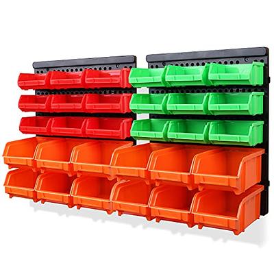 SWANLAKE 30PCS Wall Mounted Storage Bins, Plastic Garage Rack