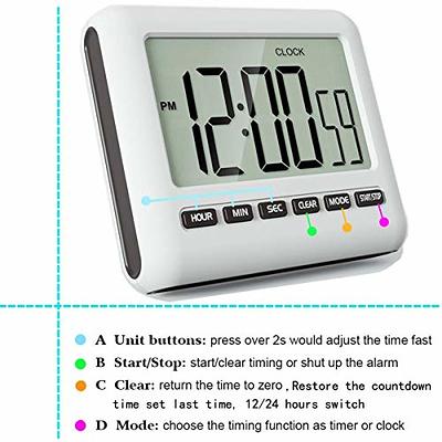 2 Pack Digital Kitchen Timer Big LCD Screen Loud Alarm Strong Magnetic Back  and Stand Minute Seconds Count Up Countdown and Simple Operation for