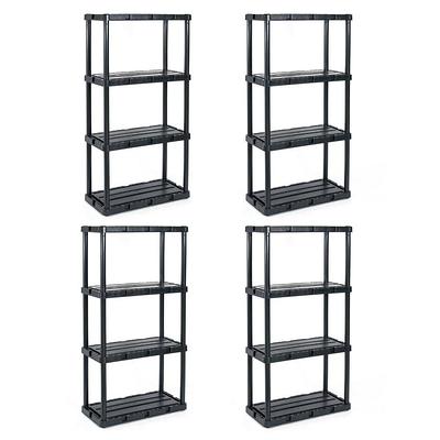 Gracious Living 4 Shelf Knect-A-Shelf Solid Light Duty Storage Unit, Black  3 Pck