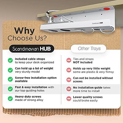 Under Desk Cable Management Tray - No Drill Cable Management for Glass  Desk. Under Desk Cable Organizer for Wire Management. Perfect Standing Desk