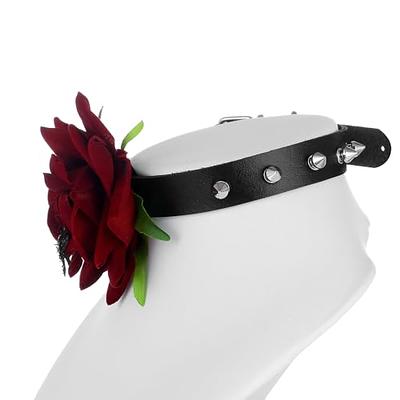 NASAMA Black Adjustable Leather Choker Punk Gothic Collar Necklaces Sexy  Rose Spider Skeleton Skull Halloween Costume Jewelry Accessories for Women  and Girls (Flowers 1) - Yahoo Shopping