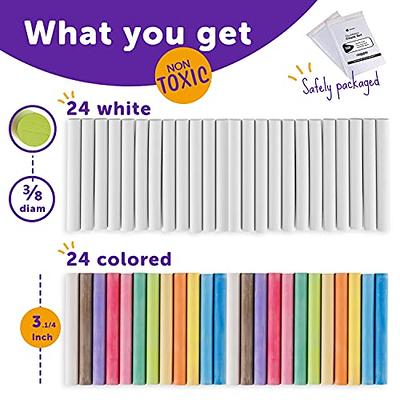 kedudes Non-Toxic Dustless Chalk with Eraser (48 pack), 24 Colored Chalk +  24 White Chalkboard Chalk