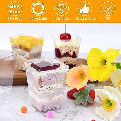 YRYOUYU 100 Set Dessert Cups, 5 oz Parfait Cups with Lids, Appetizer Cups for Party,3 oz Mini Dessert Cups with Spoons, Shooter Cups for Pudding