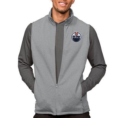 Men's Antigua White Edmonton Oilers Logo Victory Full-Zip Hoodie