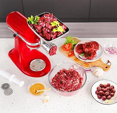 Stainless Steel Food Grinder Accessories for KitchenAid Stand Mixers Including Sausage Stuffer, Stainless Steel,Dishwasher Safe