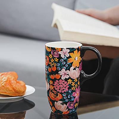 Ceramic Mug with Lid and Handle,17oz. Tall Coffee Cup for Home