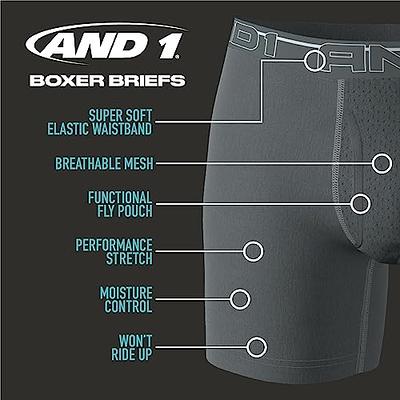 AND1 Men's Underwear - 6 Pack Performance Compression Boxer Briefs