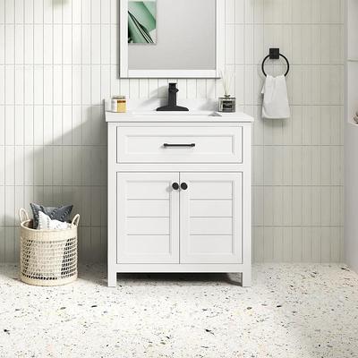 Home Decorators Collection Melpark 36 in. W x 22 in. D x 34 in. H Single  Sink Bath Vanity in Dove Gray with White Engineered Marble Top Melpark 36G  - The Home Depot