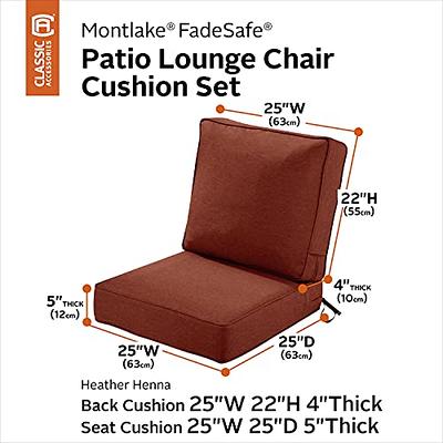 Classic Accessories Montlake FadeSafe Patio Lounge Chair Cushion Set, 23 x 45 inch, Heather Grey