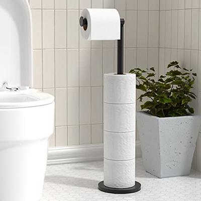 Freestanding Stainless Steel Toilet Paper Holder in Matte Black