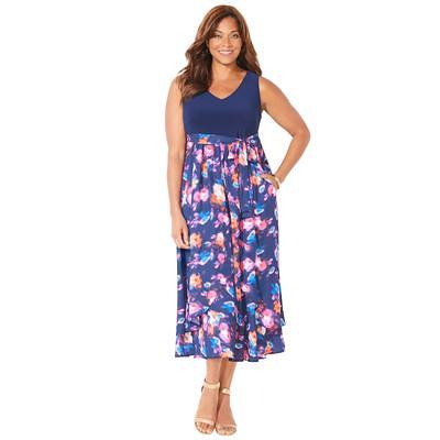 Plus Size Women's Fit & Flare Flyaway Dress by Catherines in Blue