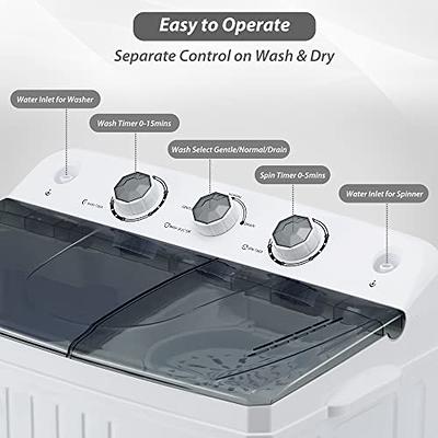 Twin Tub Portable Washing Machine 21lbs Capacity, Mini Washer(14.4lbs)&Spiner(6.6lbs),  Built-in Drain , Semi-Automatic - AliExpress