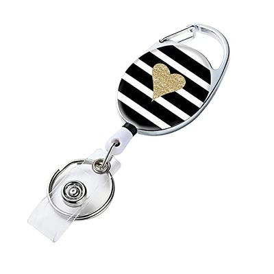Badge Reel Retractable Badge Holder with Retractable Keychain for Keys Cute Name  Nurse Decorative Badge Reels with Belt Clip on ID Card Holders (Golden Love  Heart) - Yahoo Shopping