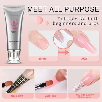 Gel X Nails - 2 in 1 Nail Glue and Base Coat with Clear and Apricot Color,  UV LED Lamp with 500Pcs Coffin Nail Tips - All-in-One Gel Nail Polish Kit  for