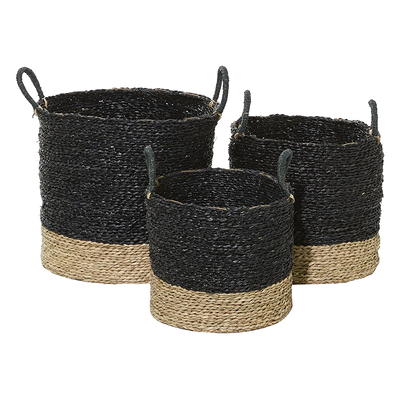 DecMode Metal and Wood Basket - Set of 2, Multicolor