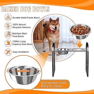 Elevated Dog Bowls, Adjustable Metal Stand with Stainless Steel