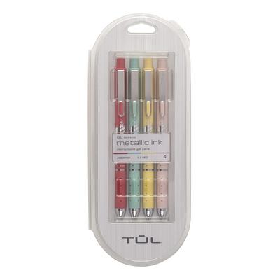 TUL® Retractable Gel Pens, Medium Point, 0.8 mm, Assorted Barrel Colors,  Assorted Metallic Inks, Pack of 8 Pens 