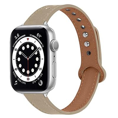  Compatible with Apple Watch Band 41mm 40mm 38mm 45mm 44mm 42mm  for women, Genuine Leather Bands Replacement Strap for iWatch Series 7 6 5