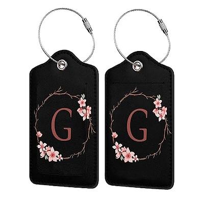 2 Pack Luggage Tags for Suitcases, PU Leather Baggage Address ID Tags  Luggage Name Labels Tags with Adjustable Strap and Privacy Protection Cover  for