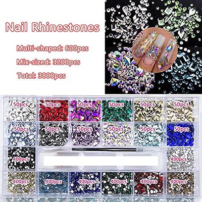 3800Pcs AB Gold Red Green Blue Black Pink Yellow Mix Colored Multi Shaped  Big Nail Rhinestones Crystals Multi Sized Nail Round Beads Glass Gems  Rhinestones for Nail DIY Crafts Jewelry - Yahoo