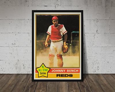 1976 Johnny Bench - Topps #300 Baseball Card Print Vintage Poster