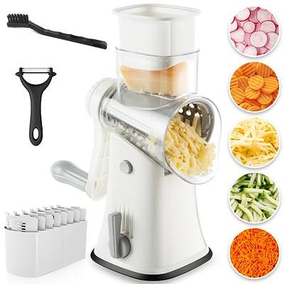 Cheese Grater with Handle 5 in 1, Cheese Shredder Rotary Handheld